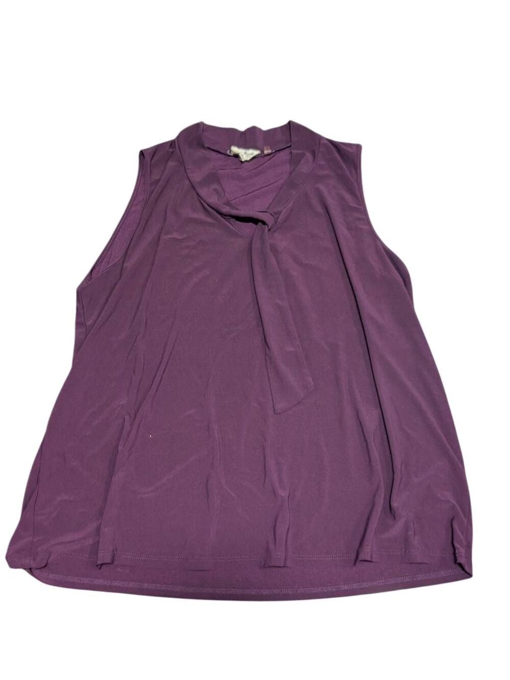 Carol Rose purple sleeveless blouse featuring an elegant tie-neck Women's XL
